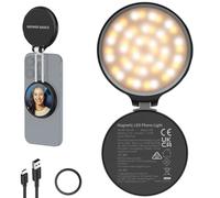 NEEWER Basics NL48R - Luz LED magnética para selfie compatible con iPhone MagSafe, soporte de mesa para teléfono con espejo de maquillaje, 1160 lx/0,2 m, 900 mAh, CRI95, luz de vídeo para streaming de