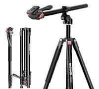 NEEWER Basics Overhead Camera Tripod Monopod con Cabezal Fluido&Columna Central Horizontal, 75.4 Inch Alto DSLR Video Soporte Metálico Viaje, Placa QR Arca & Patas Reversibles, Carga Máx 17.6lb,TP015