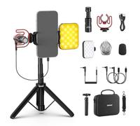 NEEWER Basics PA050 - Kit de vlogging para iPhone Android para Youtube TikTok Streaming Video Recording, trípode Selfie Stick + micrófono + luz de Relleno LED, Youtuber Starter Content Creator