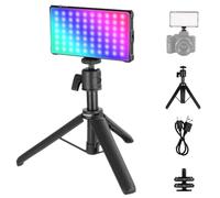 NEEWER Basics SL90C - Luz de Video para cámara RGB Completa con trípode de Escritorio, 8 W, CRI97, 2700 K-7500 K, 18 escenas, 4000 mAh, portátil, Metal, pequeño Panel de iluminación LED para