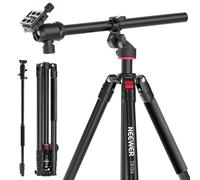 NEEWER Basics TP014 - Trípode de cámara Superior con Cabeza de Bola y Columna Central Horizontal, Soporte de Viaje de Metal DSLR de 76 Pulgadas de Alto, Placa QR Tipo Arca y Patas invertidas, Carga