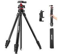 NEEWER Basics Trípode Viaje para Cámara,Compacto Ligero Portátil DSLR Soporte Cámara con Rótula Esférica, Paca QR Tipo Arca, Soporte Móvil Compatible con iPhone Grabación Vídeo, Carga Máx 11lbs, TP12