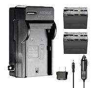 Neewer - Batería de Repuesto para Sony NP-F970 (6600 mAh, Li-Ion, Cargador de Corriente y de Coche, Adaptador de la UE para Neewer CN160 FW568 F100 F200 FW700 LED, 2 Unidades)