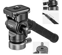 NEEWER Cabezal de Fluido para trípode de vídeo con Base de nivelación +/-10° (37 mm), Cabeza de trípode de Metal con Placa de liberación rápida Tipo Arca, Mango telescópico para cámaras de vídeo,