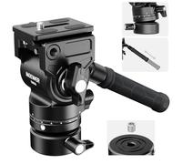 NEEWER Cabezal Fluido para Trípode con Base Niveladora de +/-7° (φ48mm), Soporte de Cabezal de Video Mini Pan Tilt Metal con Placa QR Tipo Arca, Mango Telescópico para Cámara Video Cámara DSLR, GM35