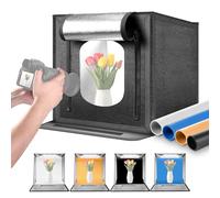 NEEWER Caja de luz de Estudio fotográfico Mejorada de 50 W, Caja de luz Plegable portátil de 24 x 24 Pulgadas, 4 telones de Fondo, 5600 K, 160 LED, 5200 LX/0,5 m, Regulable, Tienda de campaña para