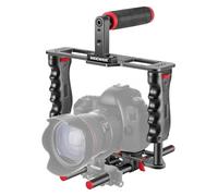 NEEWER Cámara de Aleación de Aluminio Jaula de Video Película Kit con Manija Superior, Empuñadura Doble, Dos Varillas de 15mm, Compatible con Canon Sony Fujifilm y Nikon (Rojo+Negro)