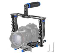 NEEWER Cámara de Aleación de Aluminio Jaula de Video Película Kit con Manija Superior, Empuñadura Doble, Dos Varillas de 15 mm, Compatible con Canon Sony Fujifilm y Nikon (Negro + Azul)