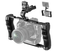 NEEWER Cámara Jaula Universal+Top Handle y Soporte Monitor Cold Shoe, Estabilizador Gimbal Cámara Tipo Arca, 2 Asas, 3/8" para ARRI, Rig Video Compatible con SmallRig Accesorios, CA016T+MA006