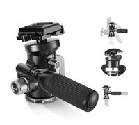 NEEWER Cámara Vídeo Trípode Cabezal Inclinable con Base Niveladora +/-15°, Cabezal de Trípode Fotografía con Mango Retráctil,1/4" Placa QR Tipo Arca para Videocámara DSLR, Carga Máx 11lb/5kg, TH03