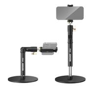 NEEWER Cell Phone Stand para Escritorio, Soporte Móvil Ajustable Oficina Mesa Compatible con iPhone y Samsung para Grabación Filmación Video, 360° Rótula, Brazo Plegable,Base Metálica con Peso, MT010