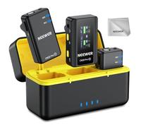 NEEWER CM28 Pro Micrófono Lavalier Inalámbrico + Estuche Carga, con Cancelación Ruido, 9H Grabación 4GB Almacenamiento, Mini Mic Solapa Compatible con USB-C iPhone iPad Android Cámaras PC Portátil