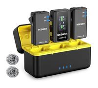 NEEWER CM28 Pro Micrófono Solapa Lavalier Inalámbrico con Estuche Carga 48KHz Audio Sin Comprimir 16 bits Cancelar Ruido Almacenar 4GB Grabación 9 Horas Compatible con iPhone iPad Android Cámara PC