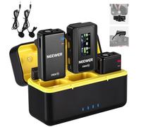 NEEWER CM28 Sistema Micrófono Inalámbrico Lavalier con Estuche, 2 Clips, Reducir Ruido con 1 Clic, Almacenamiento 4GB, Reproducción 9H, Micrófono de Solapa Compatible con iPhone/Android/PC/Cámara