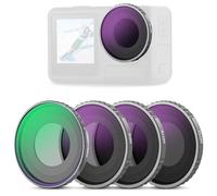 NEEWER CPL & ND Filtros Set Compatible con DJI Osmo Action 4/Action 5 Pro (Paquete de 4), Filtros CPL Kit Rosca + ND8 + ND16 + ND32, Accesorios para Cámaras Acción, Vidrio Optico HD Multicapa, FL-A12
