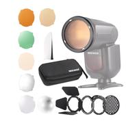 NEEWER CRM2 Kit de Accesorios Magnéticos para Flash de Cabeza Redonda, Juego Difusor Modificador Luz Speedlite Compatible con Godox V1 & V100, NEEWER Z3R-C/N/S, Z2-C/N/S/F, Z2Pro-C/N/S/F, Q120, Q200