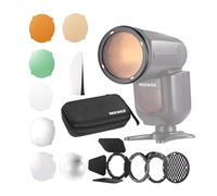 NEEWER CRM2 Kit de Accesorios Magnéticos para Flash de Cabeza Redonda Z1-C Z1-N Z1-S Z2-C Z2-N Z2-S Compatible con Godox V1 Speedlites, Incluye 14 pcs Adaptador Modificador de Control de Luz de Flash