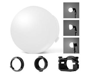 NEEWER CRS6 Diffusion Dome con 3 Anillos Adaptadores, Compatible con Godox V1 Z1 Z2 Flash de Cabeza Redonda y Speedlite Cuadrado Z760, Mount Difusor para Luz de Video MS60B MS60C MS150B