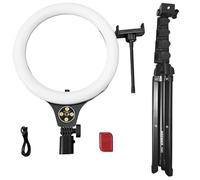 NEEWER Entry Level Version 10,5" 10W Aro Luz Foco con 66" Tripod Stand, Overhead Soporte Móvil Compatible con iPhone, LED Bicolor CRI85+ Selfies Iluminación para Grabación Streaming Video TikTok, N43