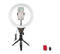 NEEWER Entry Level Version 10.5" Aro Luz Foco Mesa w Trípode/Soporte Móvil Compatible con iPhone,Timer/Remoto10W CRI85+ LED Iluminación para Selfie Maquillaje Streaming Grabación Videoconferencia,N25