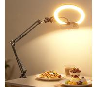 NEEWER Entry Level Version 10,5" Overhead Aro Foco Luz Escritorio w Clamp Stand/Remoto/Soporte Celular Compatible con iPhone,10W CRI85+ LED para Streaming Grabación Selfie Laptop Videoconferencia,N31