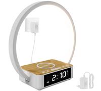 NEEWER Entry Level Version Bedside Lamp con 15W Carga Inalámbrica Compatible con iPhone AirPods,Sunrise Alarm Clock, Dimmable Aro Foco Luz Desktop LED Táctil para Dormitorio Mesita Noche Lectura, N40