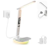 NEEWER Entry Level Version Desktop LED Lamp con USB A Salida para Mesa, 3 Modos/5 Brillo Niveles/4 RGB Efectos/CRI85, LCD para Temp/Date/Time/Alarm, Hogar Oficina Lectura Eye Caring Tocar Foco, N20