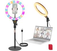 NEEWER Entry Level Version N37 10.5" RGB Aro Foco Luz con Desktop Stand/Soporte Móvil Compatible con iPhone/Remoto,10W LED Iluminación para TikTok Youtube Streaming Grabación Portátil Zoom Video Call