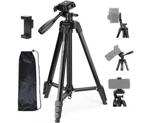 NEEWER Entry Level Version TP53 Trípode para Celular y Cámara, Metal | Ligero Portátil Viaje Soporte, para Teléfono Móvil con Zapata Fría Compatible con iPhone, para Grabación de Vídeo y Filmación