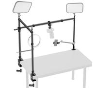 NEEWER Equipo de Montaje de cámara Superior con Doble Cabezal de Bola, súper Abrazadera/Soporte para teléfono/Abrazadera C para Fotos de Escritorio, Plataforma de Montaje de Metal para múltiples
