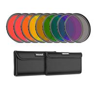 Neewer - Filtro de Colores de Resina de 55 mm con Rojo, Naranja, Azul, Amarillo, Verde, marrón, púrpura, Rosa, Gris Disponible con 2 Fundas para Lentes de cámara (9 Unidades)
