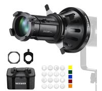 NEEWER Foco Snoot con 20° proyección Lente, Enfoque Ajustable, 16 Metal gobos 5 Color geles, Bolsa, Snoot cónico para Montaje Bowens LED de Salida Continua Luz de vídeo de estudio hasta 300 W, LS-39