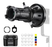 NEEWER Foco Snoot con Lente de Proyección 40°, Enfoque Ajustable, 16 Gobos Metal 5 Geles Color, Bolsa, Snoot Cónico para Montaje Bowens LED Iluminación Salida Continua Luz de Video Estudio 300W,LS-38