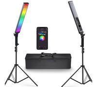 NEEWER Fotografía Barra Luz RGB Kit, Paquete de 2 Luz Tubo Video LED con Soporte, Difusor, Varita Luz Regulable 3250Lux 2500-10000K CRI95+/TLCI97+ App/2,4G/Control Panel para Live/Videos/Vlog, BH20C