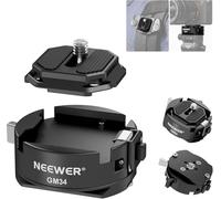 Neewer GM34 - Kit de Placa de liberación rápida para cámara, Placa de Montaje QR Cuadrada de Bloqueo automático con Base de Abrazadera Tipo Arca, Compatible con Clip de cámara Arca Swiss Peak Design