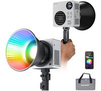 NEEWER HB80C RGBWW Luz Vídeo LED con Batería Incorporada 72Wh y PD 100W Carga Rápida, 80W Mini RGB COB Iluminación Salida Continua Foco Portátil con Montaje Bowens 2500K-7500K, 10400lux/m, 18 Efectos