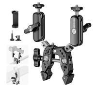 NEEWER Heavy Duty Súper Abrazadera con Dos Magic Arms Cabeza Bola Dual 360° | Roscas 1/4" 3/8", Soporte Móvil. Cámara Acción Adaptador para Superficie Plana/Redonda Compatible con GoPro DJI Insta360 DSLR