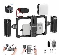 NEEWER Jaula Universal para teléfono móvil, estabilizador de vídeo, iluminación con Disparador Bluetooth, Mango Lateral, luz LED, micrófono USB C, Compatible con iPhone 16 Pro MAX 15 Pro MAX S24