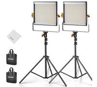 NEEWER Juego de 2 Luces de vídeo, Panel de luz de vídeo Regulable Bi Color 480 LED con Dos trípodes de 190 cm, Soporte en U, 3200 K-5600 K CRI96+ LED Studio Iluminación para Youtube Fotografía