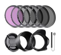 NEEWER - Juego de filtros ND 46 mm y Accesorios para Lentes (Kit de filtros ND2 ND4 ND8 UV FLD CPL con tapón de Lente