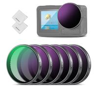 NEEWER Juego de filtros ND compatibles con dji Osmo Action 5 Pro/4/3, Paquete de 6 Unidades de Densidad Neutra ND8+ND16+ND32+ND64+ND256+CPL, Accesorios para Lentes de cámara de acción, Vidrio óptico