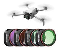 Neewer Juego de filtros ND y de efecto compatibles con DJI Mini 4 Pro, paquete de 4 filtros GND0.9 GND1.2 de borde suave degradado de densidad neutra/azul/dorado, filtro de efecto anamórfico HD/vidrio