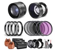 NEEWER Juego de Lentes y Filtros de 52mm: Gran Angular/Teleobjetivo 2,2X Lente Adicional para Lentes APS-C de 18mm-85mm, (+1+2+4+10) Macro de Primer Plano/ND/UV/CPL/FLD Filtros con Rosca de ⌀52mm