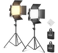 NEEWER Kit de 2 Luz 660 LED Video Bicolor con Dos Trípodes 79", Panel Luz Regulable 3200K-5600K CRI 96+, con Soporte en U y Visera para Estudio Fotográfico, Grabación y Streaming, Color Negro