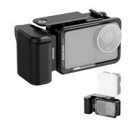 NEEWER Kit de accesorios de jaula y mango lateral compatible con cámara DJI Osmo Action 5 Pro / 4/3, soporte magnético de metal protector para video, barra extensora de obturador de zapata fría, negro