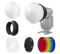 NEEWER Kit de Accesorios para Flash con difusor de Silicona, Rejilla, Reflector, 6 Gel de Color y 1 Anillo Adaptador magnético Compatible con Godox V1/V1 Pro NEEWER Z1 Z2 cámara de Cabeza Redonda