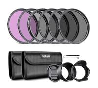 NEEWER Kit de Filtro de Lente ND de 43 mm: UV, CPL, FLD, ND2, ND4, ND8, Parasol y Tapa de Lente Compatible con cámaras réflex Digitales Canon, Nikon, Sony, Panasonic, con Lente de 43 mm