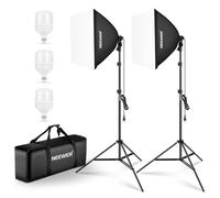 NEEWER Kit de Iluminación Continua de Caja de Luz Equivalente a 700W, 3 Bombillas de LED de 5700K, 60x60cm Softbox con Enchufe E27, Photography Softbox Lighting Kit para Equipo de Estudio Fotográfico