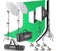NEEWER Kit de Iluminación de Fotografía con Fondos,2,6x3m Soporte de Fondo,5700K 800W Equivalente a 24W Bombillas LED Paraguas Softbox Iluminación Continua,Equipo de Estudio Fotográfico para Vídeo