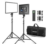 NEEWER Kit de Iluminación de Panel de Luz Video LED de 18" con Control Remoto, 2-Pack 45W Regulable Bicolor + Soporte Luz, 3200-5600K,CRI 97+ 4800Lux para Juego/Transmisión en Vivo/Youtube/Fotografía